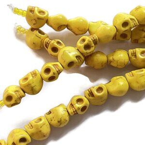 As low as $2! Yellow Howlite Skull Beads 10mm X 9.5mm X 8mm (16)